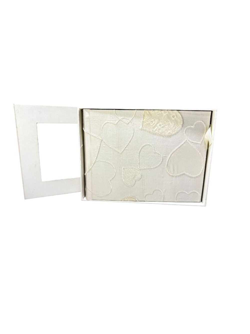 Vintage Paperchase Photo Album Hearts Pure Silk Covering White 8" x 6.5"